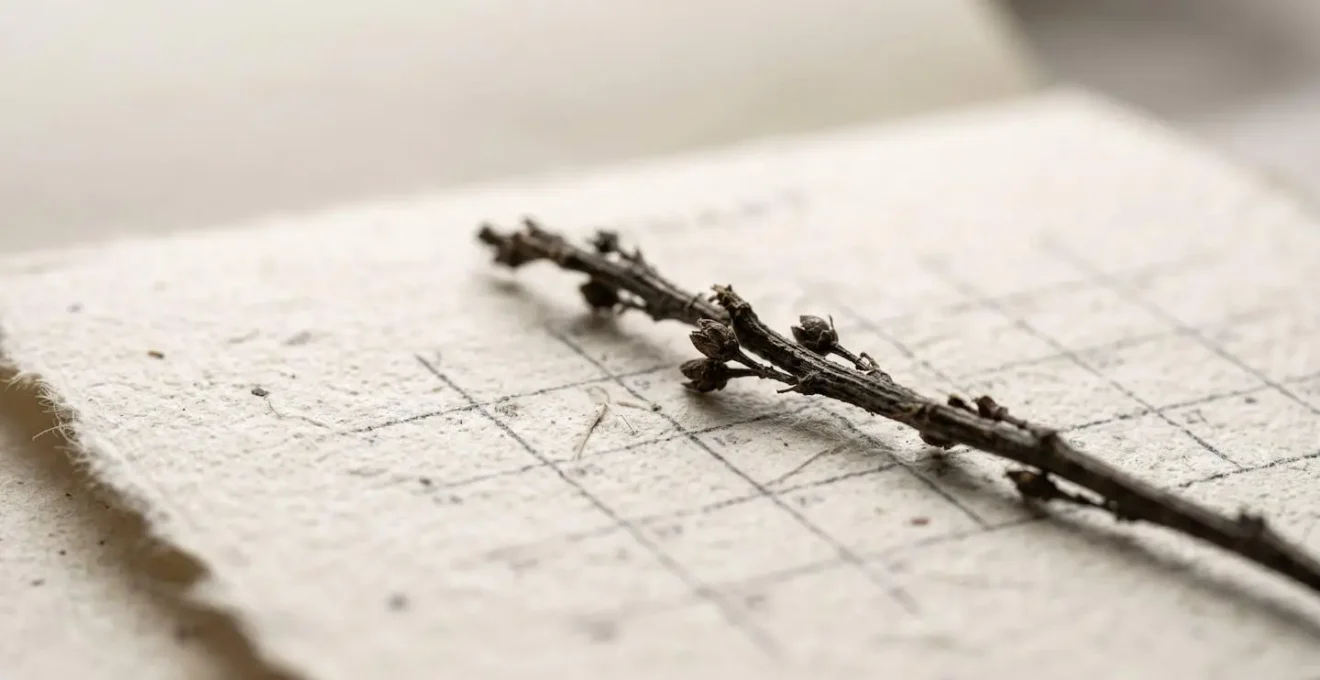 Vue macro sur un calendrier papier avec marqueur naturel indiquant une séquence temporelle