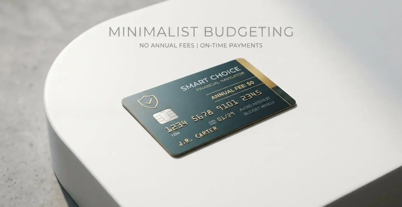 Composition minimaliste d'une carte bancaire symbolisant la gestion de budget et le contournement des frais