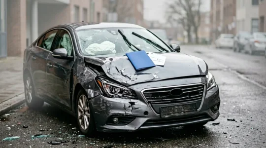 Voiture gravement endommagée après un accident responsable avec documents d'assurance