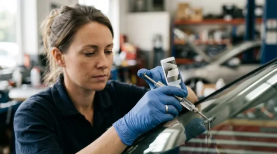 Réparation de pare-brise automobile par un professionnel sans frais de franchise