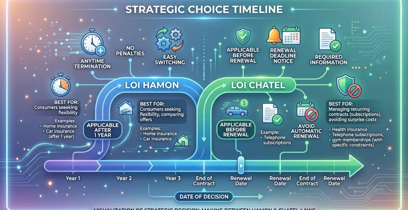 Visualisation du choix strategique entre loi Hamon et loi Chatel selon la date