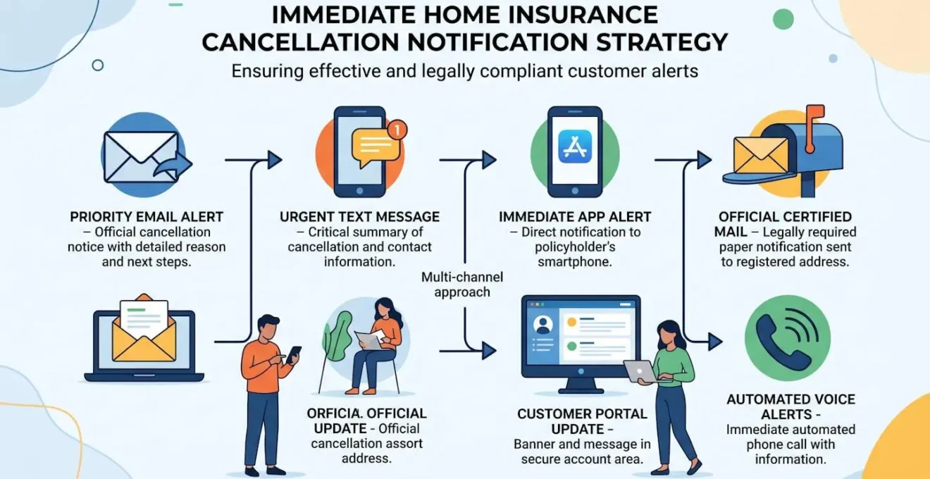 Stratégie de notification multi-canal pour la résiliation immédiate d'assurance habitation